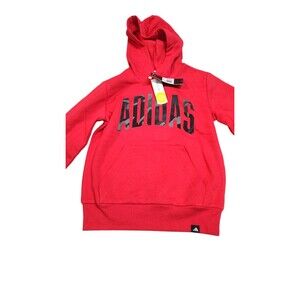 Adidas Youth Small Red Graphic Print Fleece Hoodie Sweatshirt Pullover NWT